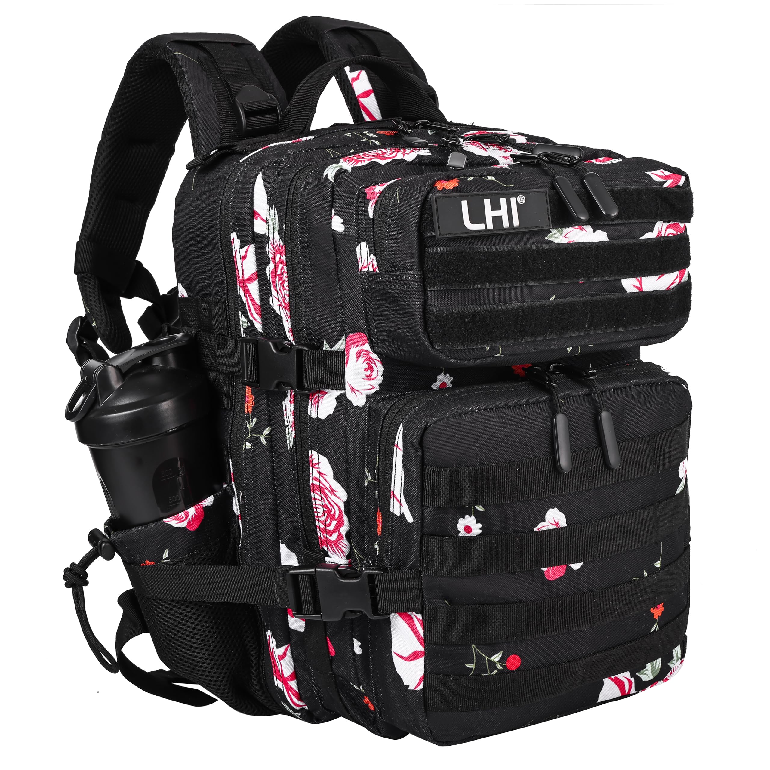 Tactical Military Backpack for Men and Women 25L Army Assault Pack Bag Large Rucksack with Molle System-Flower-image-20