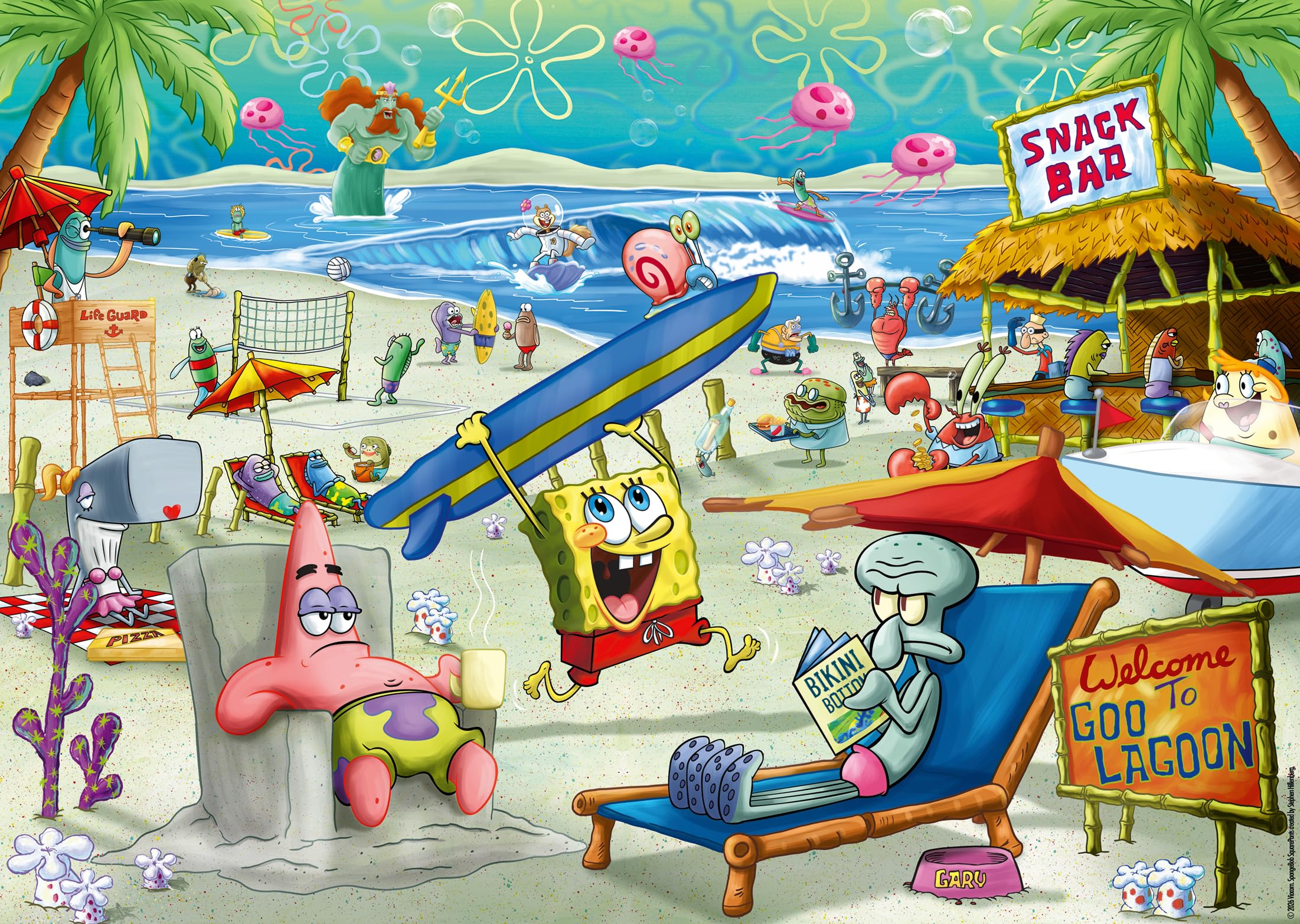 Ravensburger Puzzle - 12001822 Spongebob Schwammkopf: Beach Fun at The GOO Lagoon - 1000 Teile Puzzle für Erwachsene und Kinder ab 14 Jahren