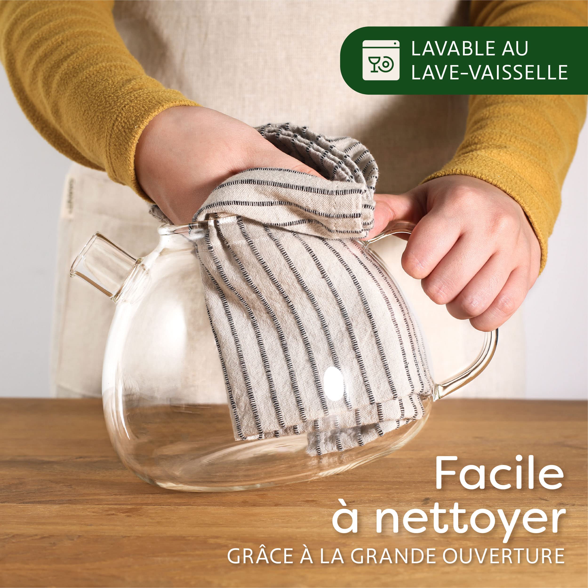 Cosumy Theiere Verre Avec Filtre - Grande 1,5l - Avec Rechaud et Bougie - Lavable au Lave-vaisselle - Résistant à la Chaleur