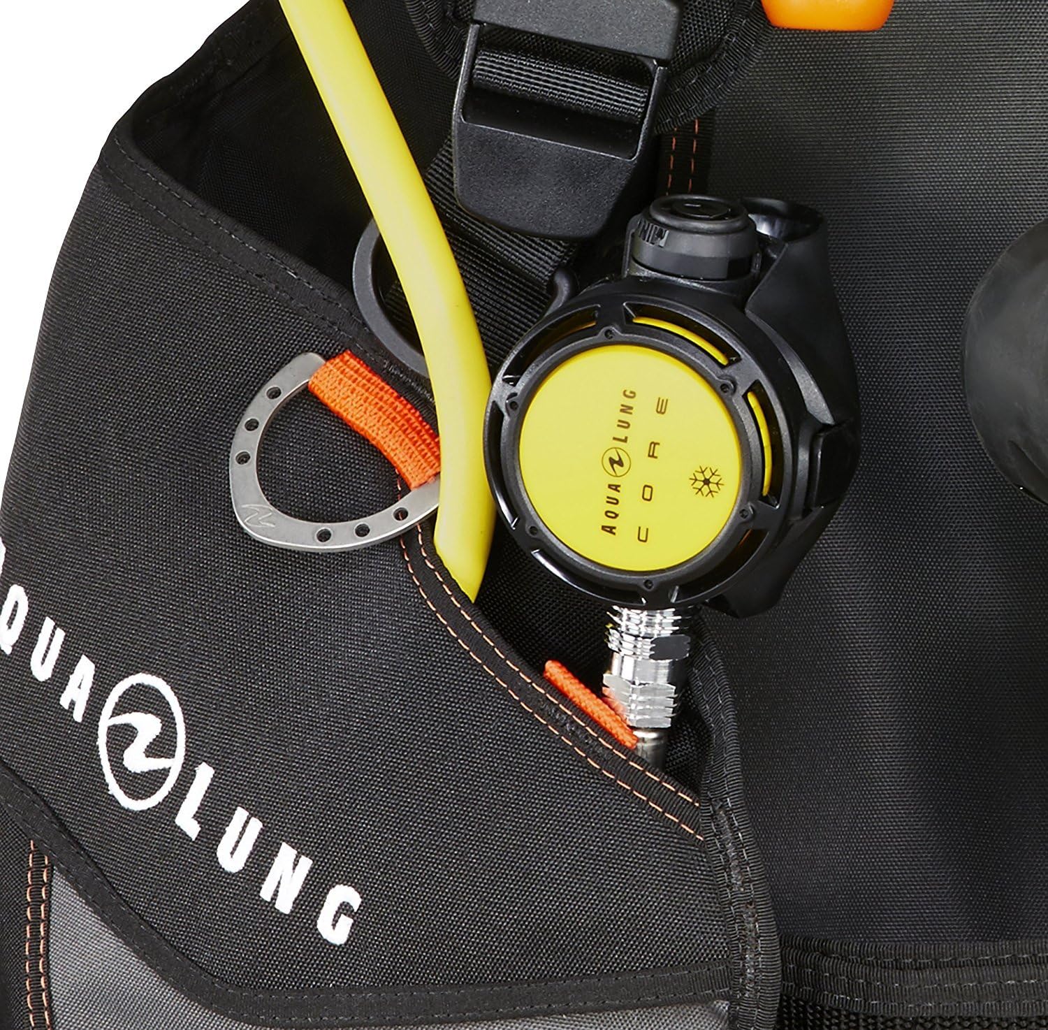 Close-up of Aqua Lung Wave BCD octo-pocket and D-ring