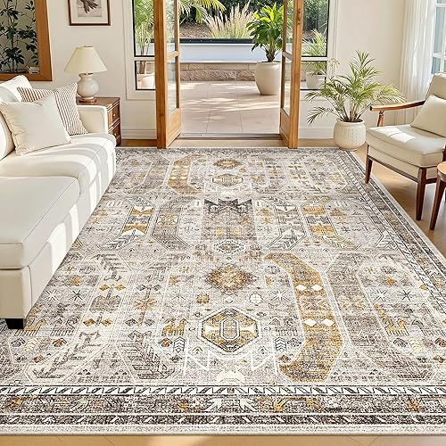 Miniatura 147 de Madane Alfombra lavable de 2 x 3 pies, alfombra de entrada pequeña, antideslizante, vintage, para entrada interior, alfombra de pelo bajo