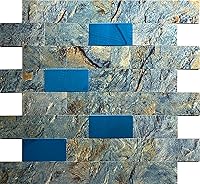 Vista 1 de XUANINY 10 hojas de azulejos autoadhesivos para salpicaduras de muro, azulejos de metal y madera, de aluminio, para pegar en la cocina, tocadores