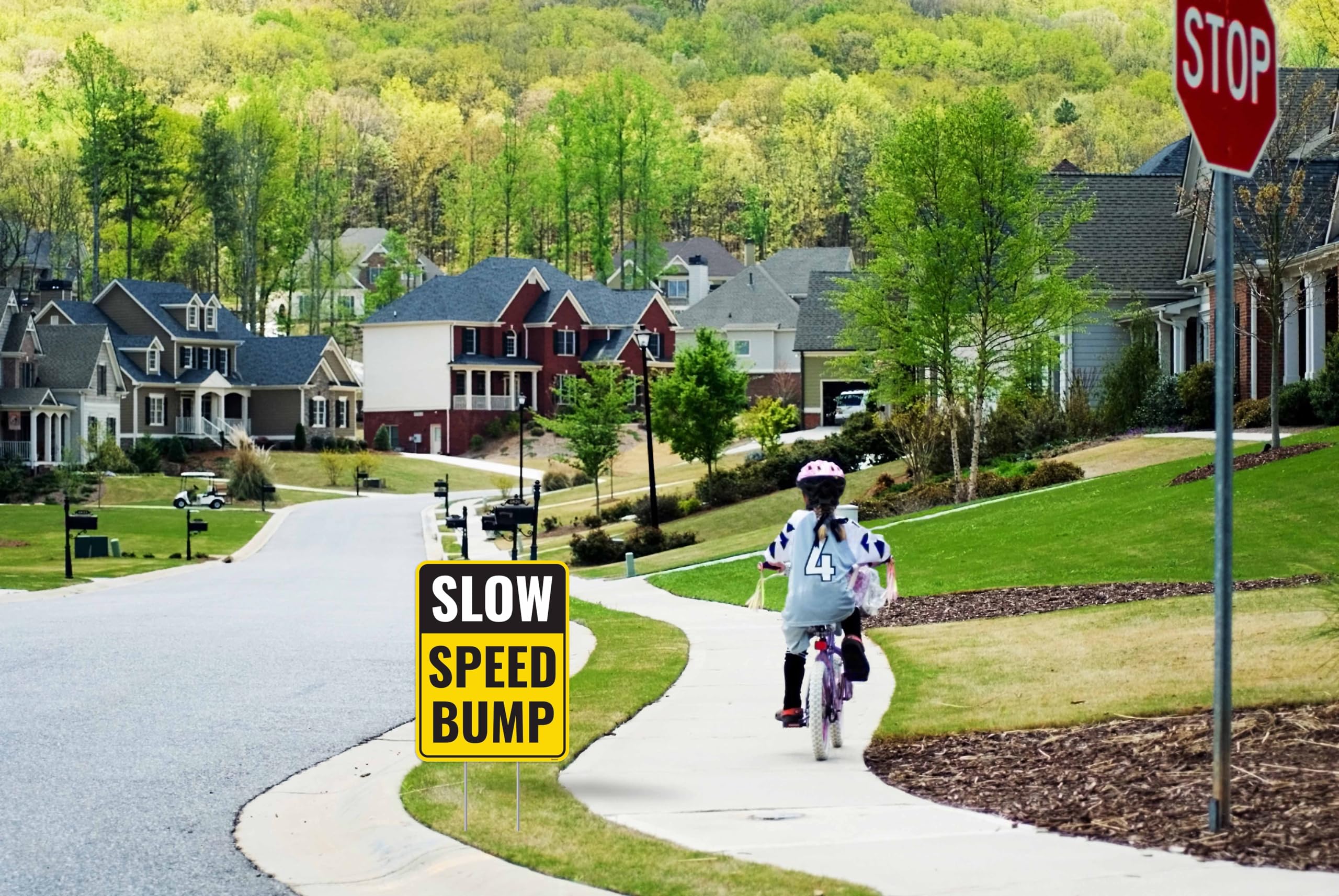 Placa Speed Bump de 2 peças com estacas, 43 cm x 33 cm - Plástico