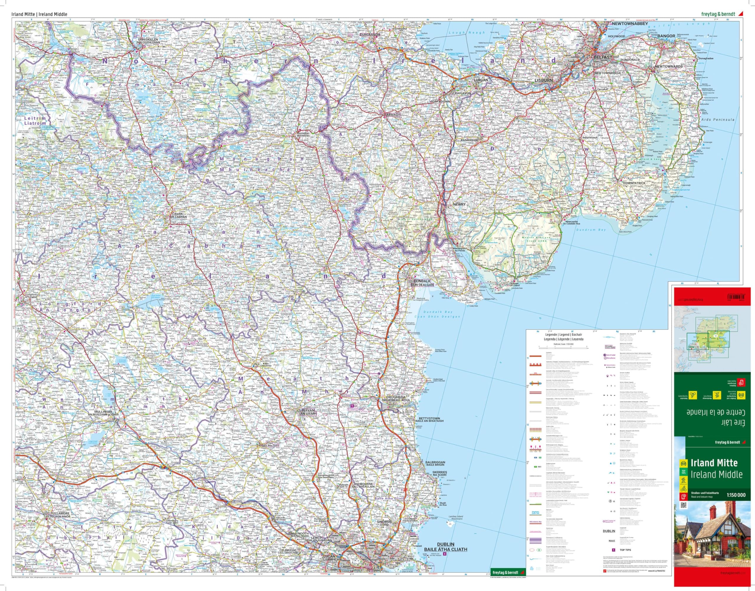 freytag & berndt Straßenkarte Irland Set 1:150.000: Straßen- und Freizeitkarte 3 Blätter in Kunststoff-Hülle, mit Infoguide und Top Tips