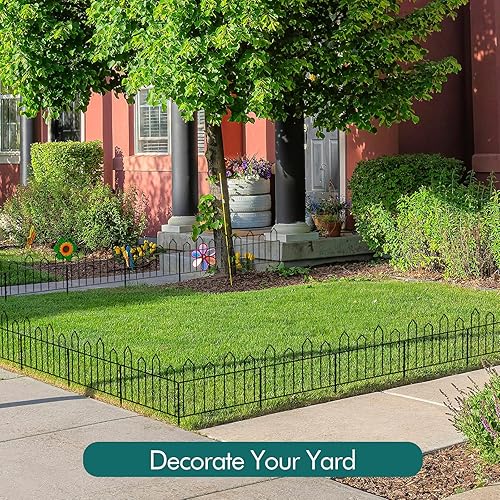 Miniatura 5 de Valla decorativa de jardín de alambre de metal para patio, 7 paneles de cerca, barrera de valla de conejo de animales, al aire libre, 13 pulgadas de