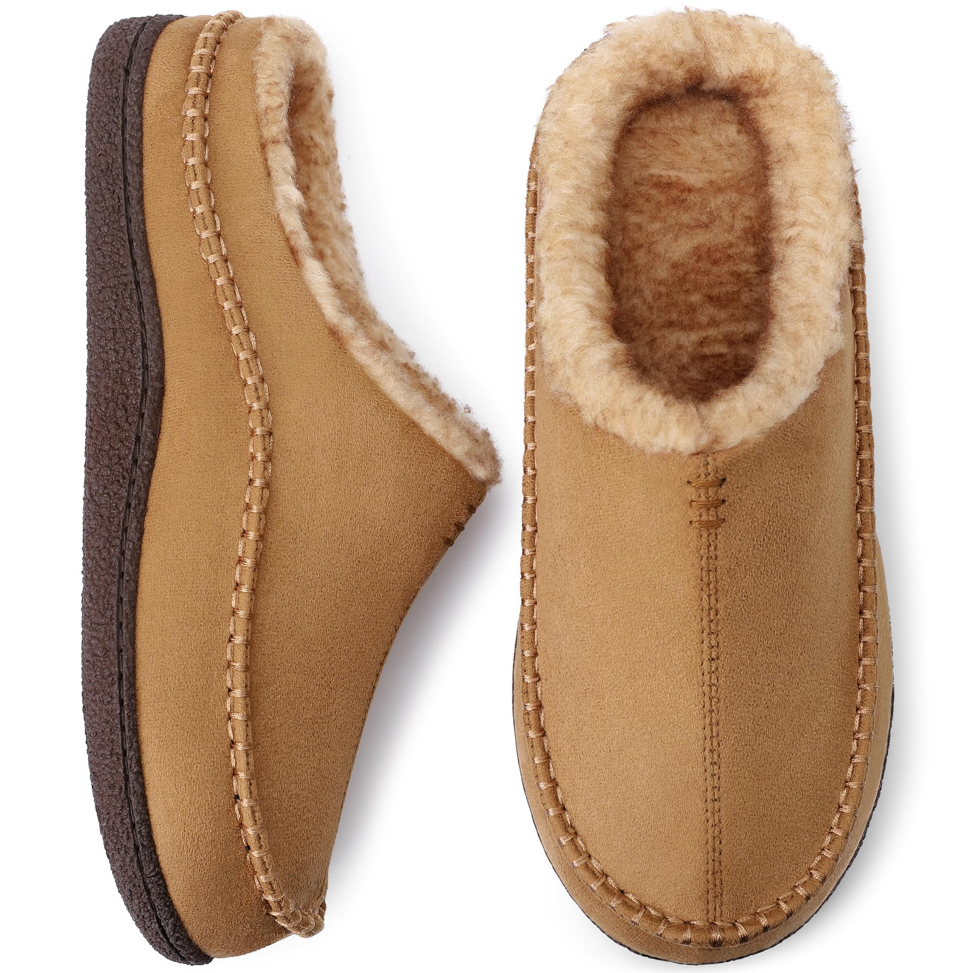shoeslocker Mens Slippers Comfy Memory Foam Slip-on Indoor House Shoes