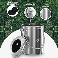 Vista 5 de Utopia Kitchen Contenedor de compostaje para encimera de cocina, cubo de compostaje de 1 galón para cocina con tapa, incluye 1 filtro de carbón