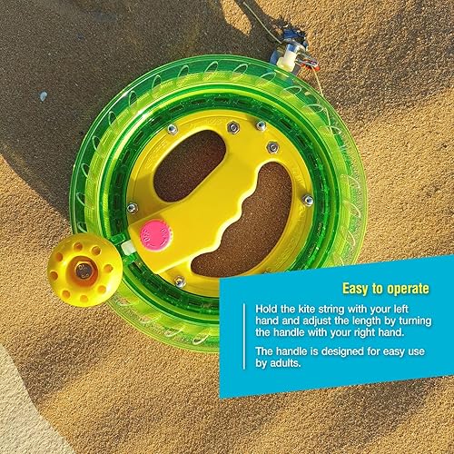 Miniatura 5 de Bobinadora de cuerda para cometas de 7 pulgadas (diámetro) y 650 pies de línea de rueda de cometa bloqueable resistente (verde, 7 pulgadas)