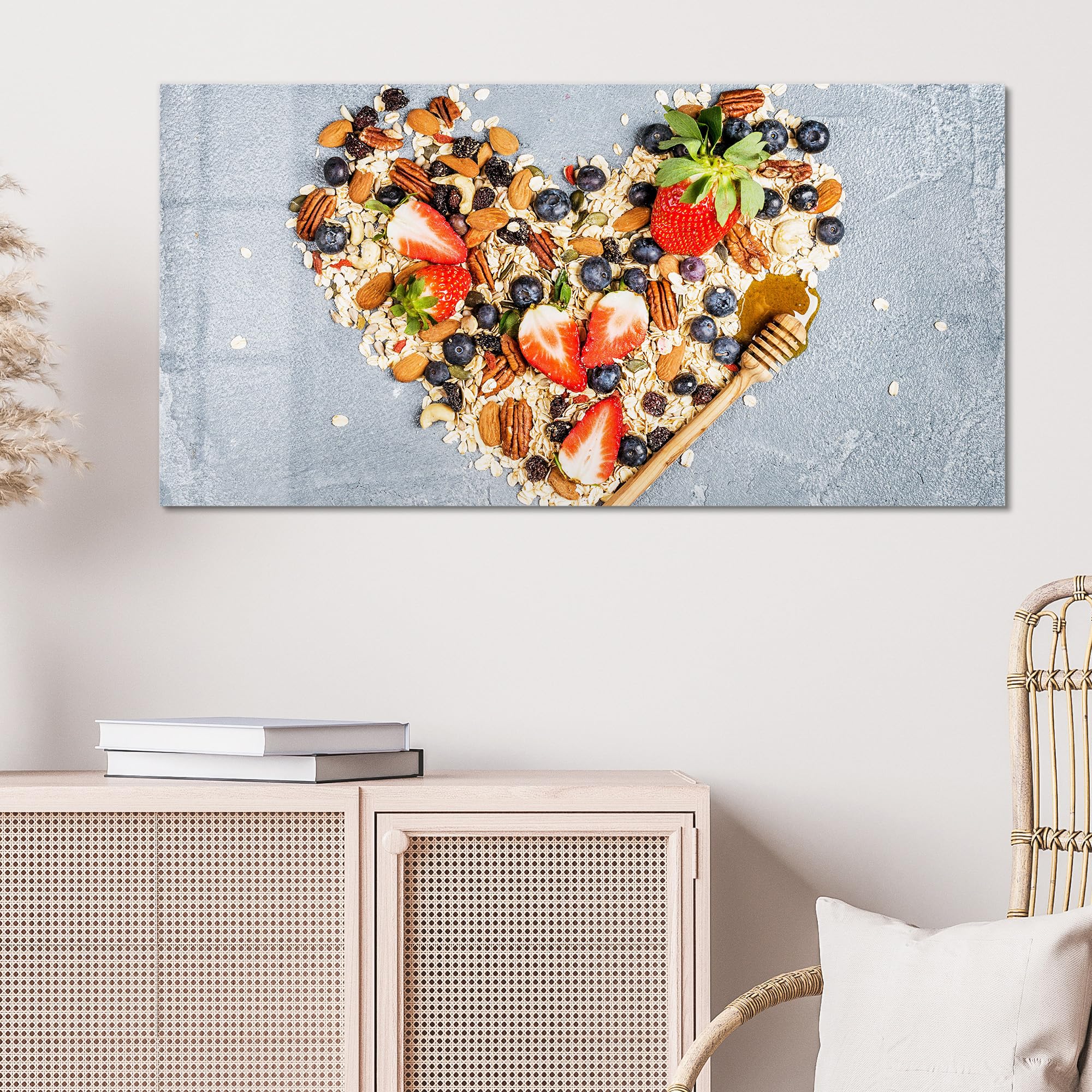 DEQORI Obraz na szkle z prawdziwego szkła, motyw serca zdrowia, jednoczęściowy poziomy, 100 x 50 cm, piękna dekoracja, obraz ścienny do salonu, sypialni, przedpokoju i kuchni, nowoczesna dekoracja