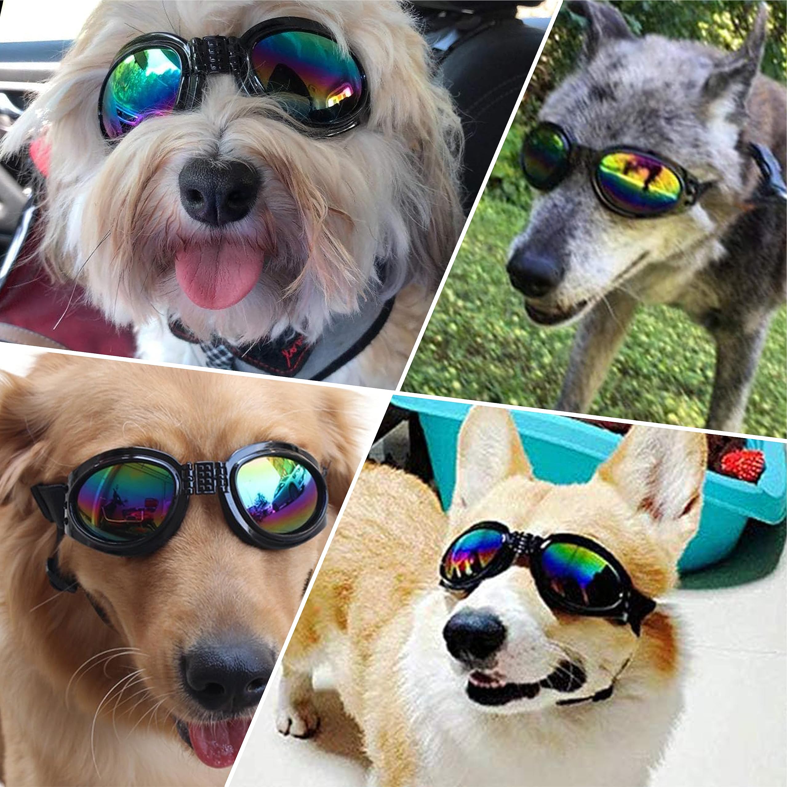 Occhiali Per Cani Lewondr - Protezione UV Per Taglia Medio-Grande, Nero - Foto 5