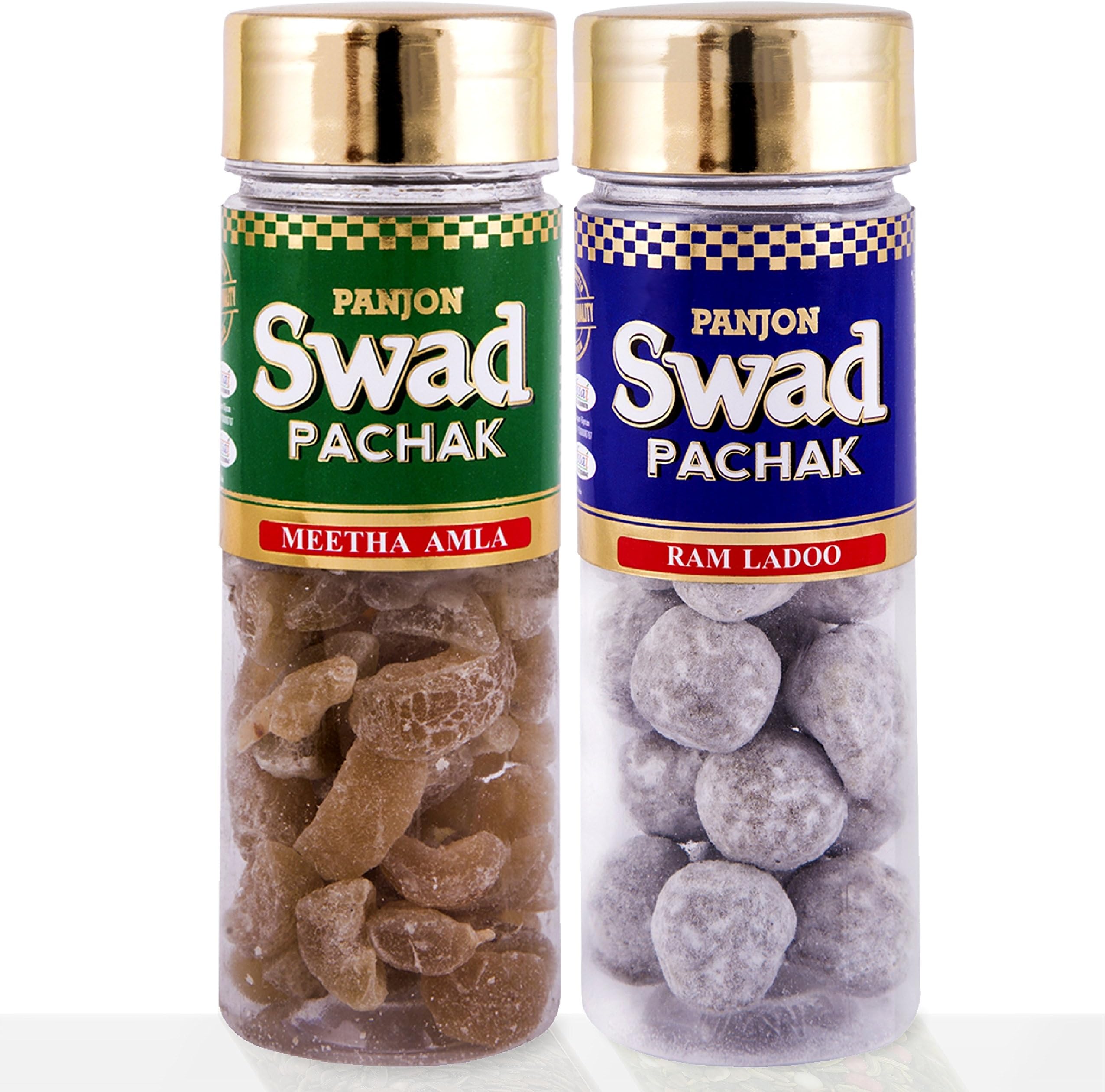 Panjon Swad Meetha Amla & Imli Ram Ladoo Pachak (100% Digestive Mouth Freshener), 2 bottle, 245g