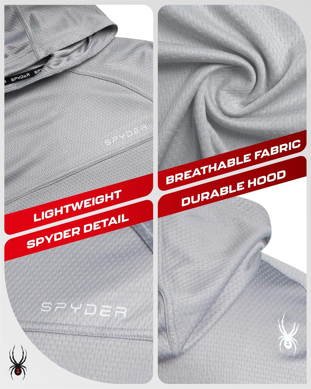 Spyder Mens Sun Hoodie - UPF 50+ UV Protection Long Sleeve Rash Guard Quick Dry Moisture Wicking Swim Shirts for Men - Image 5