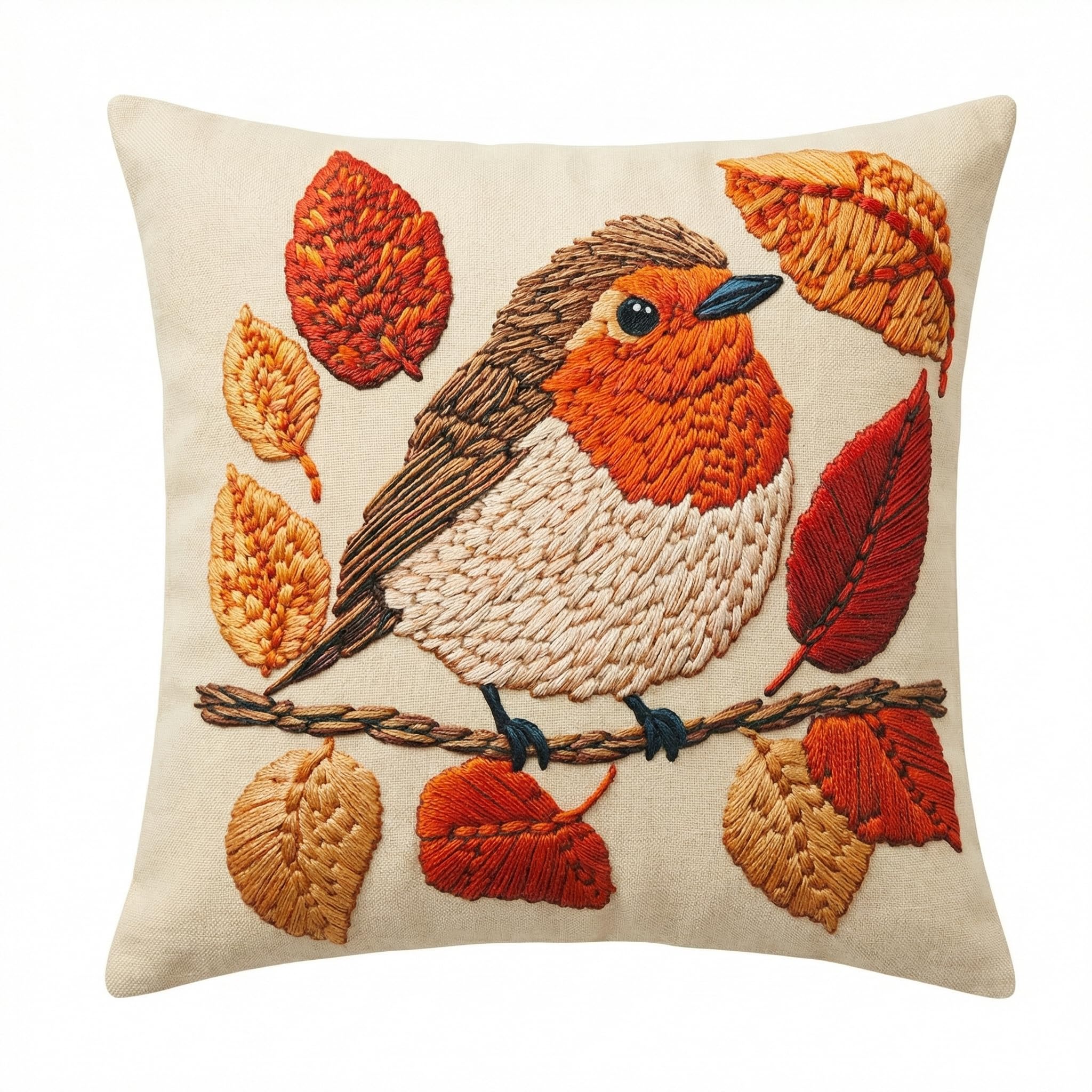 PVOODIRE Kissenbezug 40x40 Musselin Vogel–Natürliche Deko für Wohnzimmer und Schlafzimmer