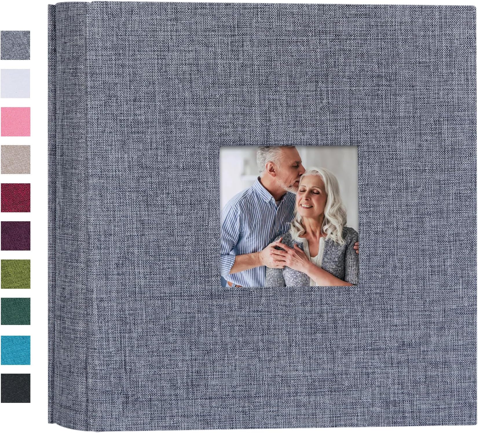 Mublalbum Small Photo Album 4x6 200 Photos Linen Cover Picture Book with Horizontal Pockets for Wedding Family Anniversary and Baby (Gray)