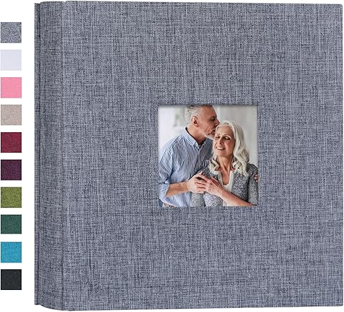 Mublalbum Álbum de fotos pequeño de 4 x 6 pulgadas, 200 fotos, cubierta de lino, libro de fotos con bolsillos horizontales para boda, aniversario