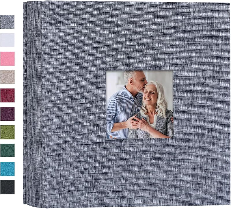 Mublalbum 4x6 Photo Album, 200 Pockets, Linen Cover with Window,Gray | Linen Cover Picture Albums, DIY Cover Window, Photo Book for Wedding, Family, Anniversary, Baby, Keepsake