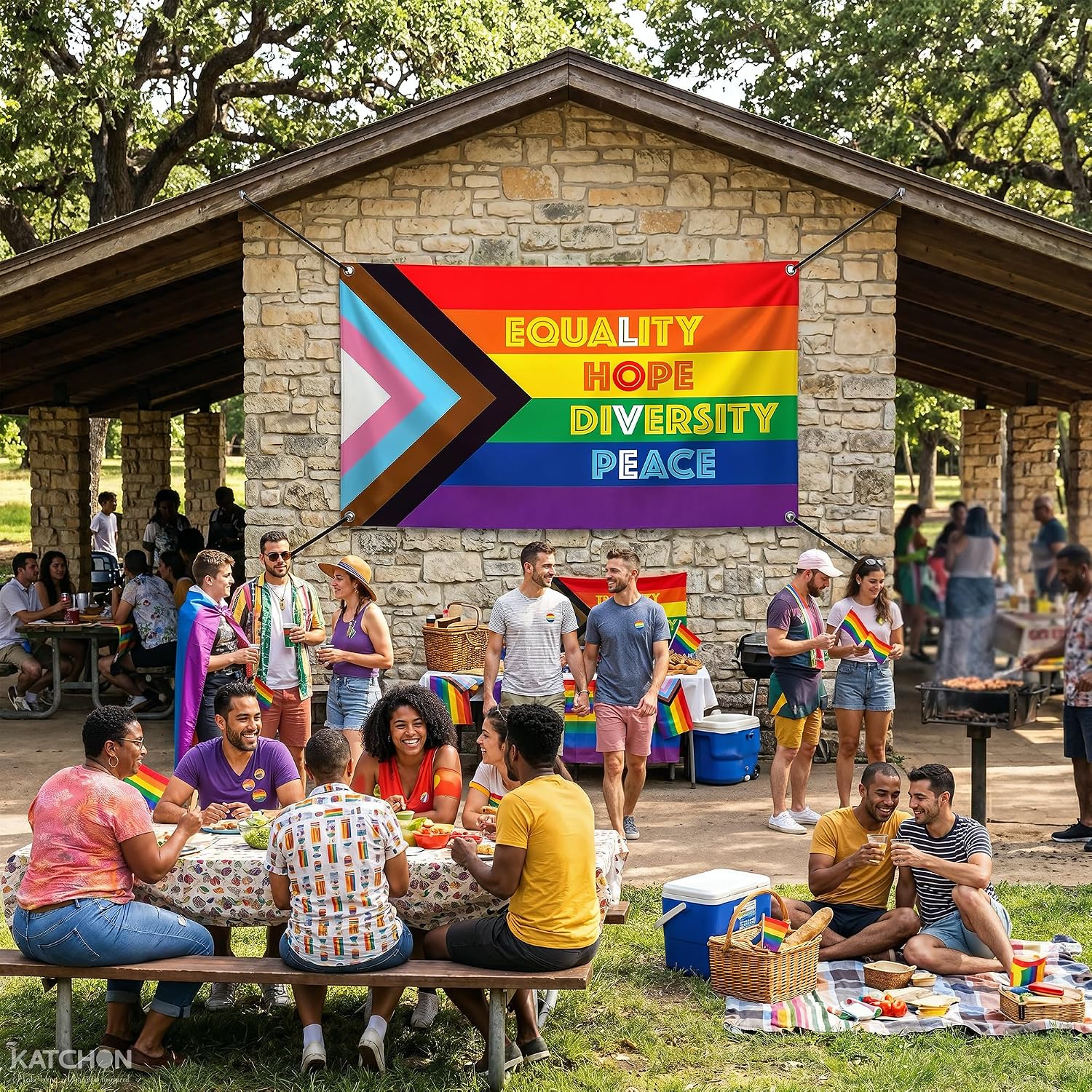 KatchOn, Pride Banner XtraLarge - 72x44 Inch | Pride Decorations Pride Sign for Gay Decorations, Pride Month Decorations | LGBTQ Decor | Rainbow Flag Backdrop for Rainbow Party Decorations