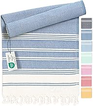 Fit-Flip Hammam Beach Towel XXL Made from 100% Cotton - Quick-Drying Turkish hamam Towels - Large fouta or pestemal Ideal as a Thin Sauna Blanket - Blue – 100x200cm Diamond