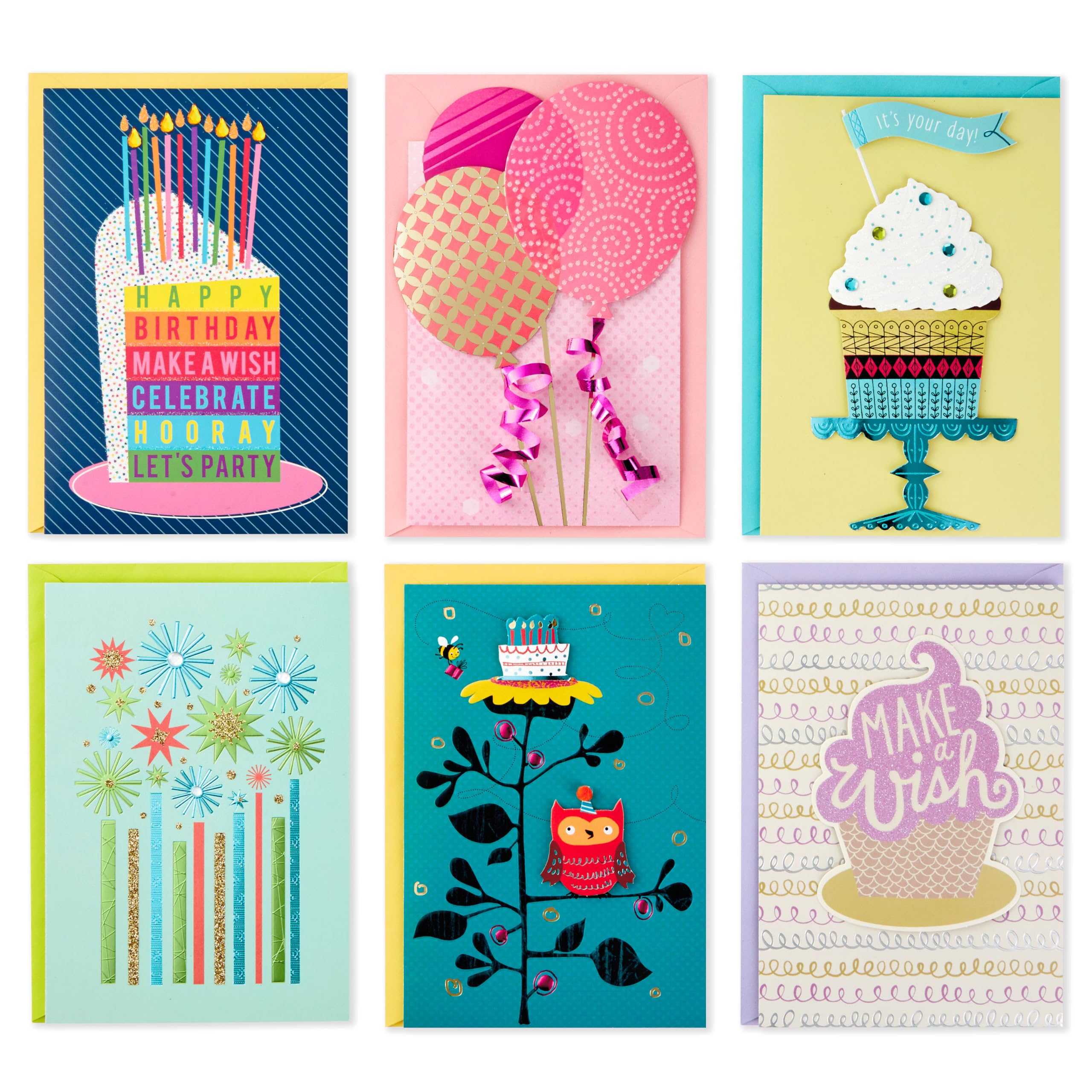 Hallmark Surtido de tarjetas hechas a mano para todo tipo de ocasiones, con diseño floral rosa (paquete de 20)