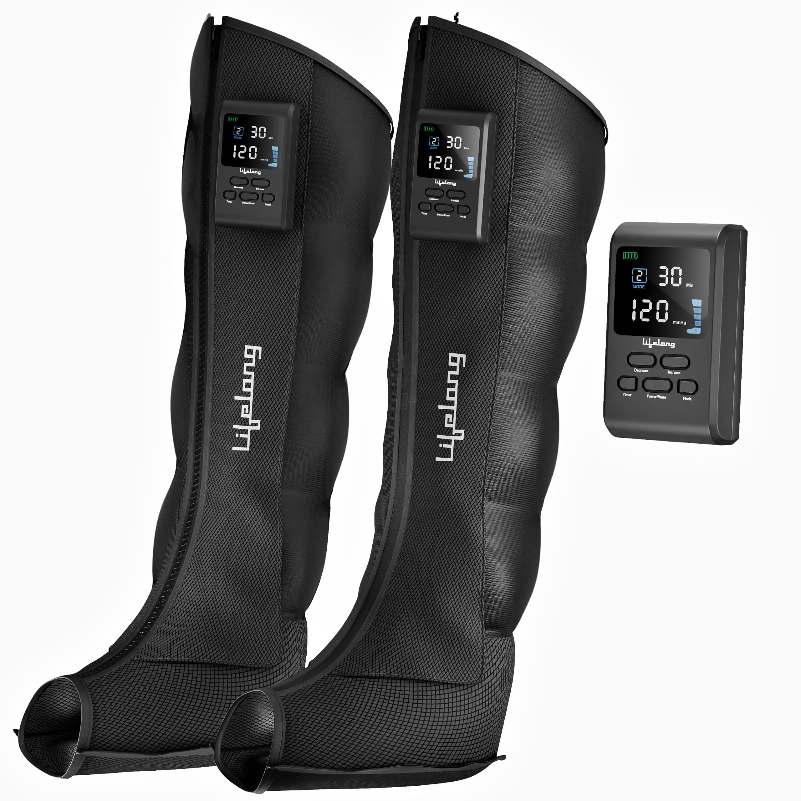 Lifelong Air Compression Leg & Foot Massager Machine for Pain Relief |Rechargeable, Cordless 4 Targeted Zones Feet Massager |2Controllers, 7Intensity, 5Modes for Muscle Relaxation & Blood Circulation-image-30