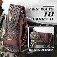 Vista 5 de Generic Bolsa plegable de cuero para cuchillos con funda plegable para cuchillos de 4 pulgadas y anillo para cinturón