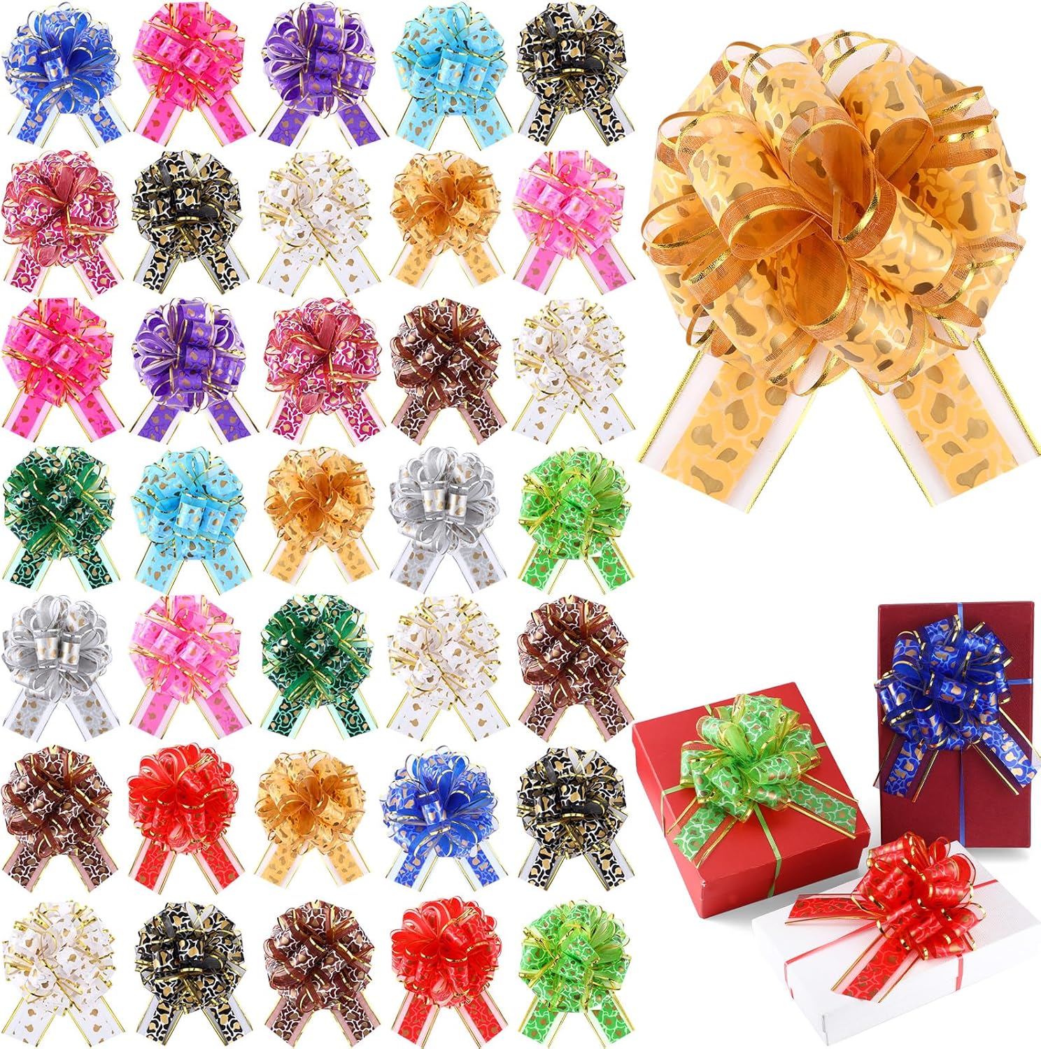 Poen 36 Pcs 6 Inch Pull Bows Gift Wrap Bows Large Gift Bow