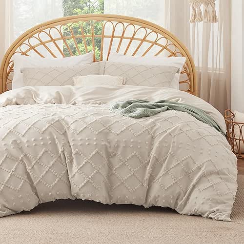 Bedsure Duvet Cover Queen Size with Fitted Sheet - Boho