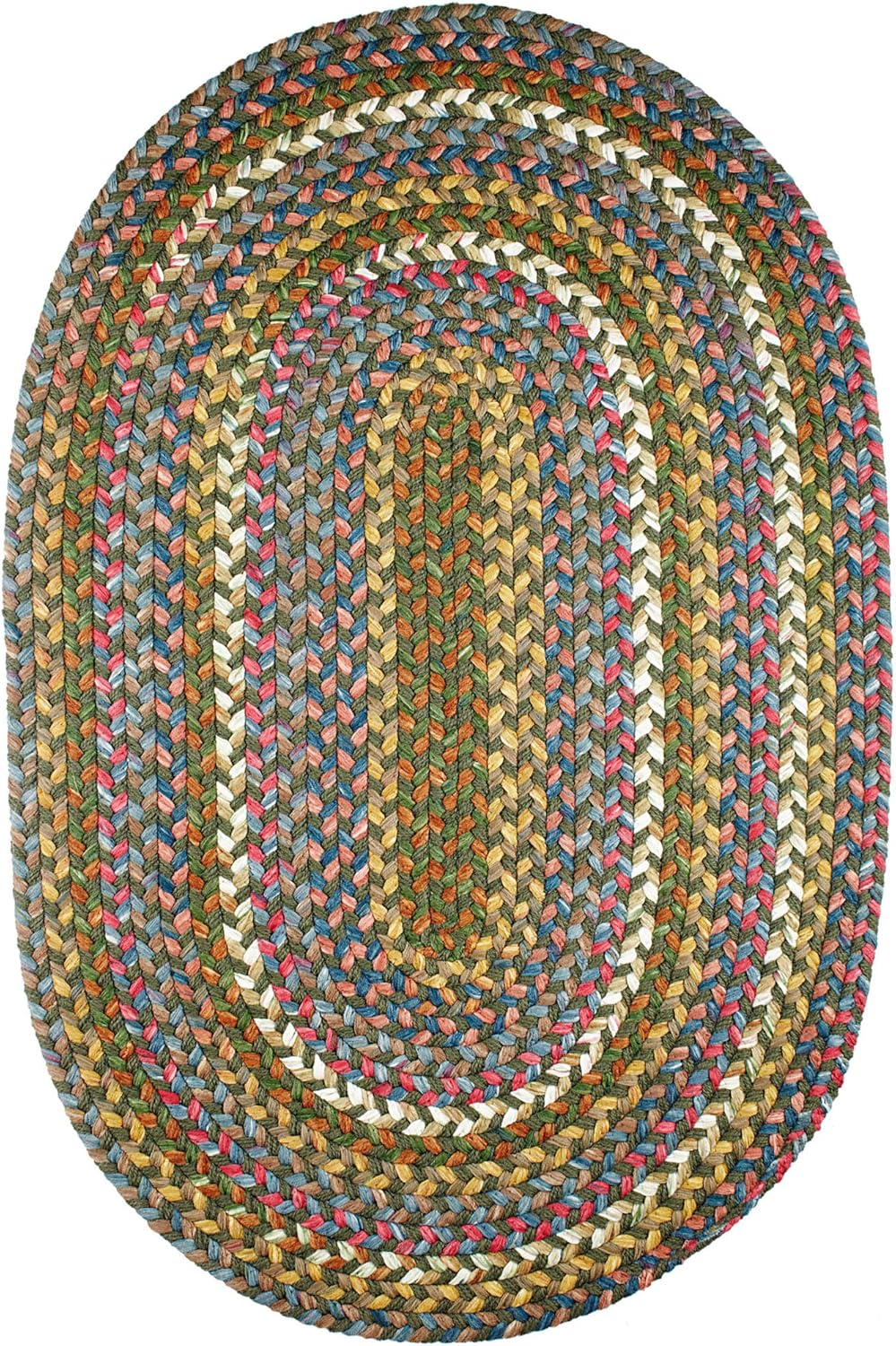 Super Area Rugs Gemstone Made in USA Braided Rug Colorful Kitchen Living Room Carpet, Peridot 3' X 5'