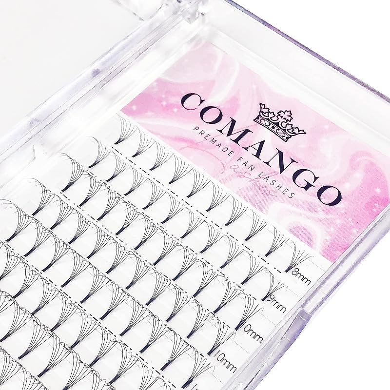 Extensões de Cílios em Leques Pré-montados CoMango 6D, 0,07 mm, Curvaturas C/D, Mix de 8 a 15 mm
