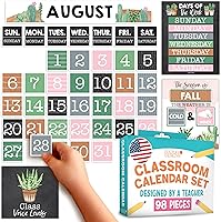 Vista 1 de Hadley Designs Juego de calendario de aula, decoración de tablón de anuncios, calendario escolar de cactus para decoración de aula, jardín