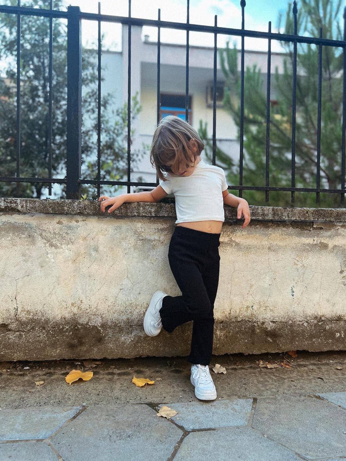 Miipat Toddler Girl Flare Pants 3 Pack Ruffle Ribbed Baby Bell Bottoms Slub Cotton Solid Elastic Waist Trousers