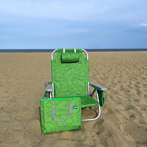 Miniatura 10 de Bliss Hammocks BBC-350-AL Silla de playa plegable, 5 posiciones reclinables, Bolsa enfriadora desmontable, hoja de ámbar