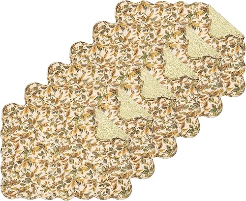 Vista 6 de C&F Home Penelope - Juego de 6 manteles individuales rectangulares de 13 x 19 pulgadas, acolchado, reversible, lavable, para decoración de mesa