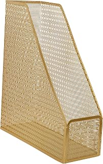 Martha Stewart Ryder Mesh Metal Magazine File Holder, Gold