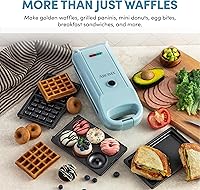 Vista 2 de AROMA Máquina de gofres intercambiable y abatible con platos extraíbles: prensa Panini 3 en 1, mini máquina de donas y plancha para gofres