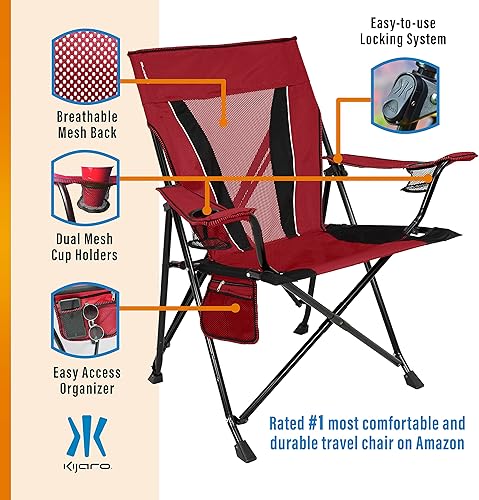 Miniatura 5 de Kijaro Silla de camping portátil XXL Dual Lock - Soporta hasta 400 libras - Disfruta del aire libre en una versátil silla plegable para deportes y