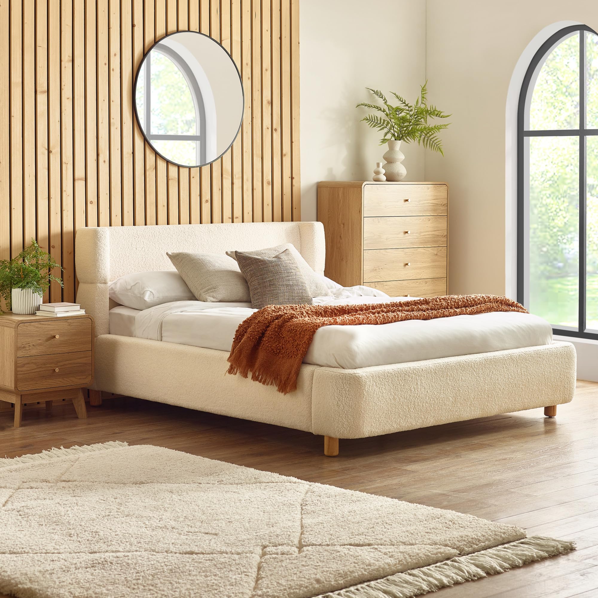 Julian Bowen Oberon Beige Fabric Bed Frame - 5ft King Size
