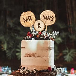 Rustic MR & MRS Wedding Cake Topper in Wood Wedding Cake Decoration (Design 01)