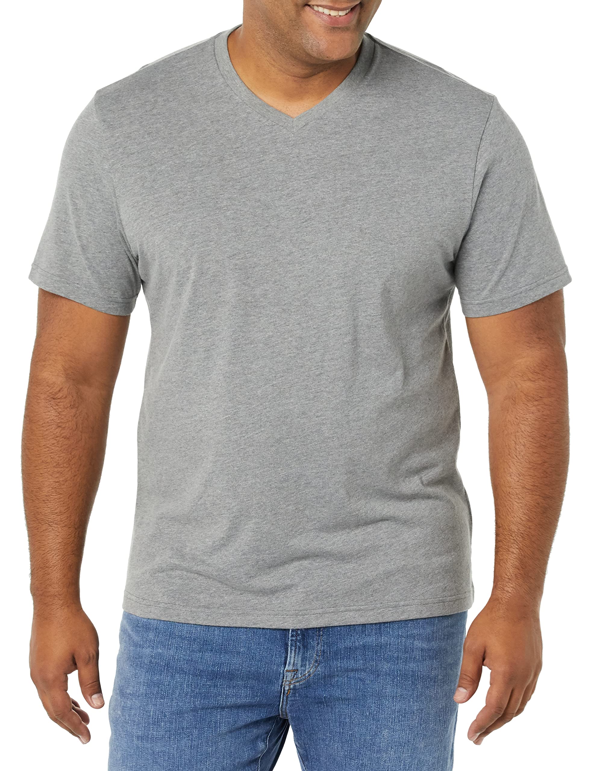 Image secondaire de Lot de 2 T-Shirts Col V pour Homme - Gris Chiné - Amazon Essentials