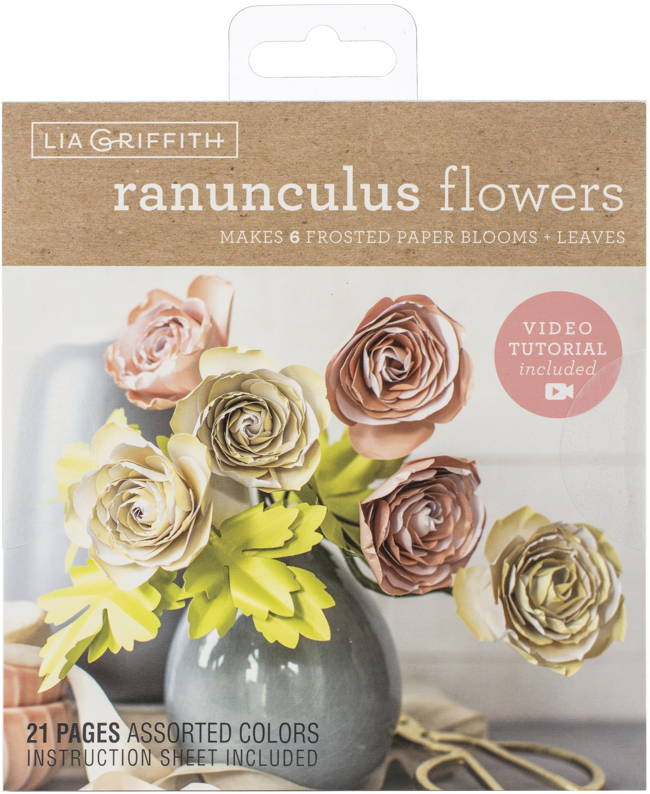 Lia Griffith 6""x6"" Die-Cut Frosted Paper Stack - Makes 6 Ranunculus & Leaves