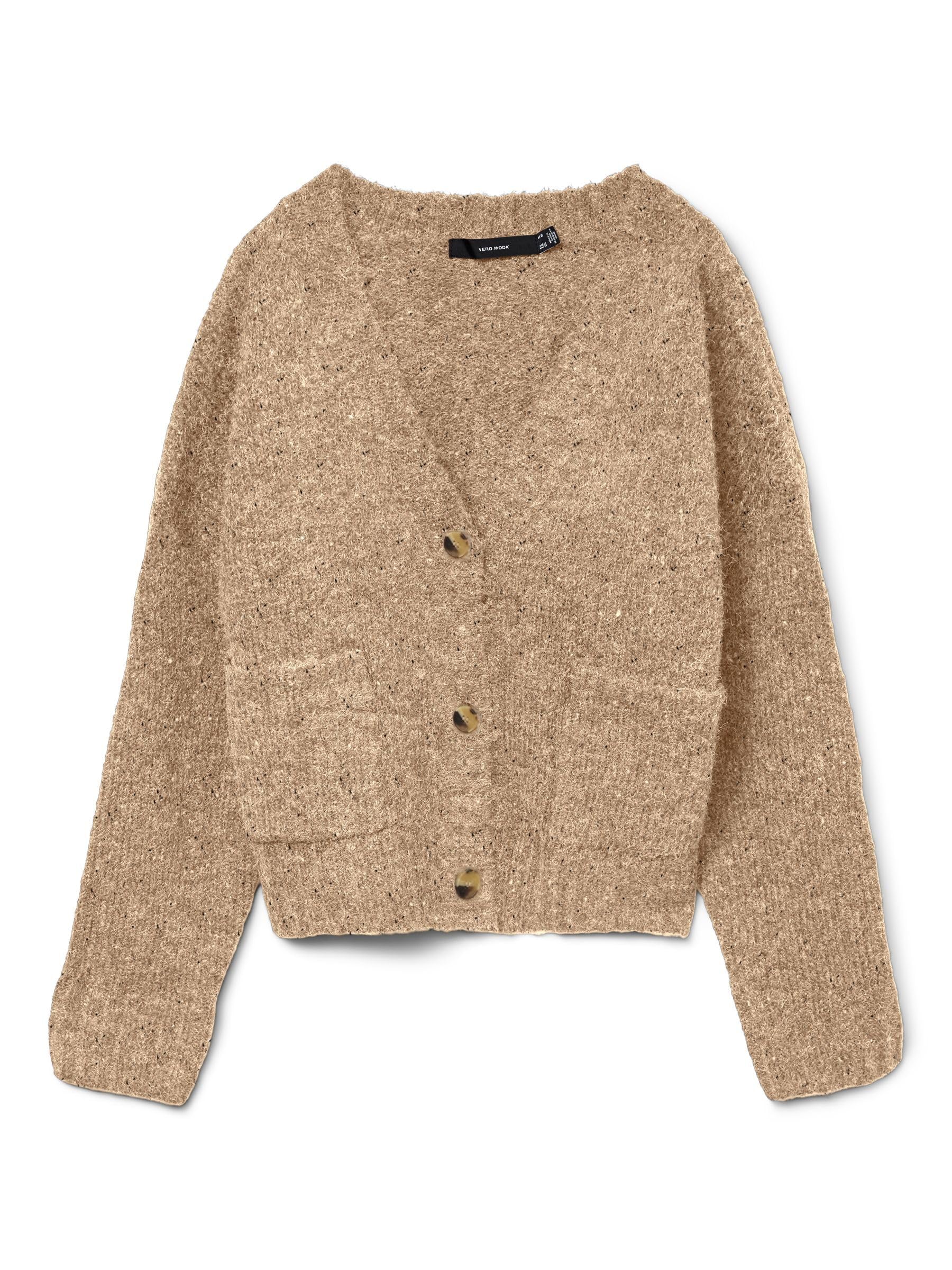 VERO MODA Vmingrid LS V-Neck Cardigan Boo, Silver Mink, M