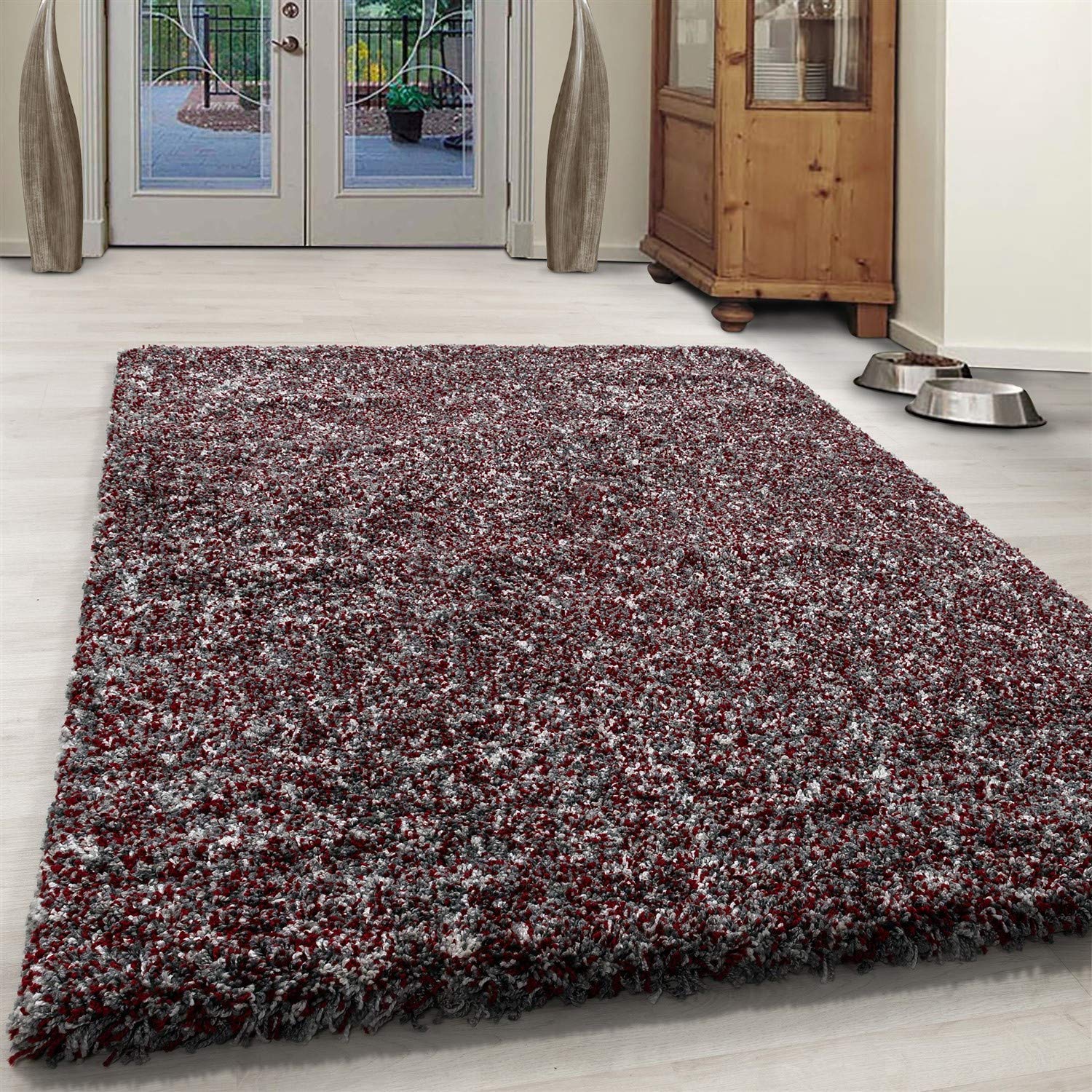 Bravich Large Red Grey and Black Mix Blend Pattern Design Mix Thick Shag 5cm Super Soft High Deep Pile Shaggy Area Rug/Living Room Rug Carpet 120x170 cm (4ft x 5ft6) โ image 1