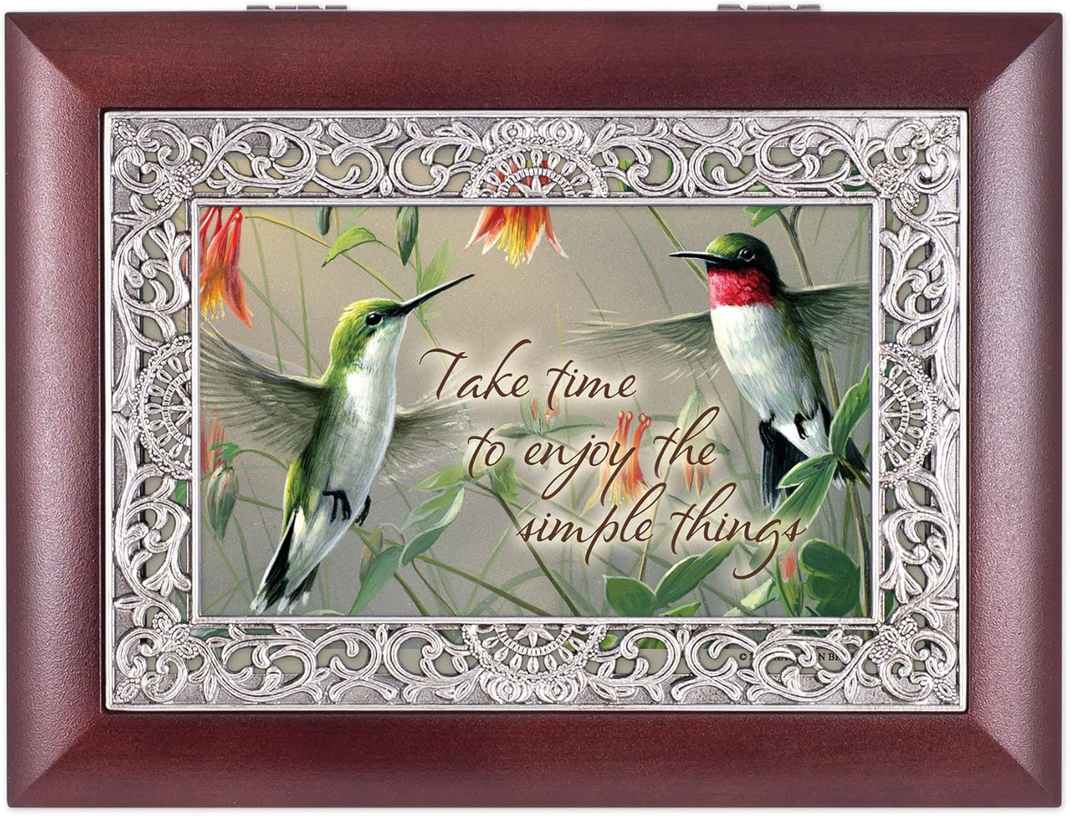 Cottage Garden Take Time Enjoy The Simple Things Rosewood Jewelry Music Box Plays Wonderful World