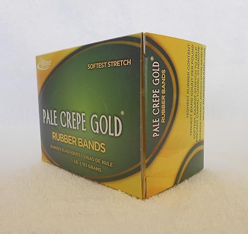 Miniatura 3 de Alliance Rubber 20305 - Bandas de goma color oro crepé pálido, tamaño #30, caja de 1 libra contiene aproximadamente 1770 bandas (2 x 18 pulgadas,