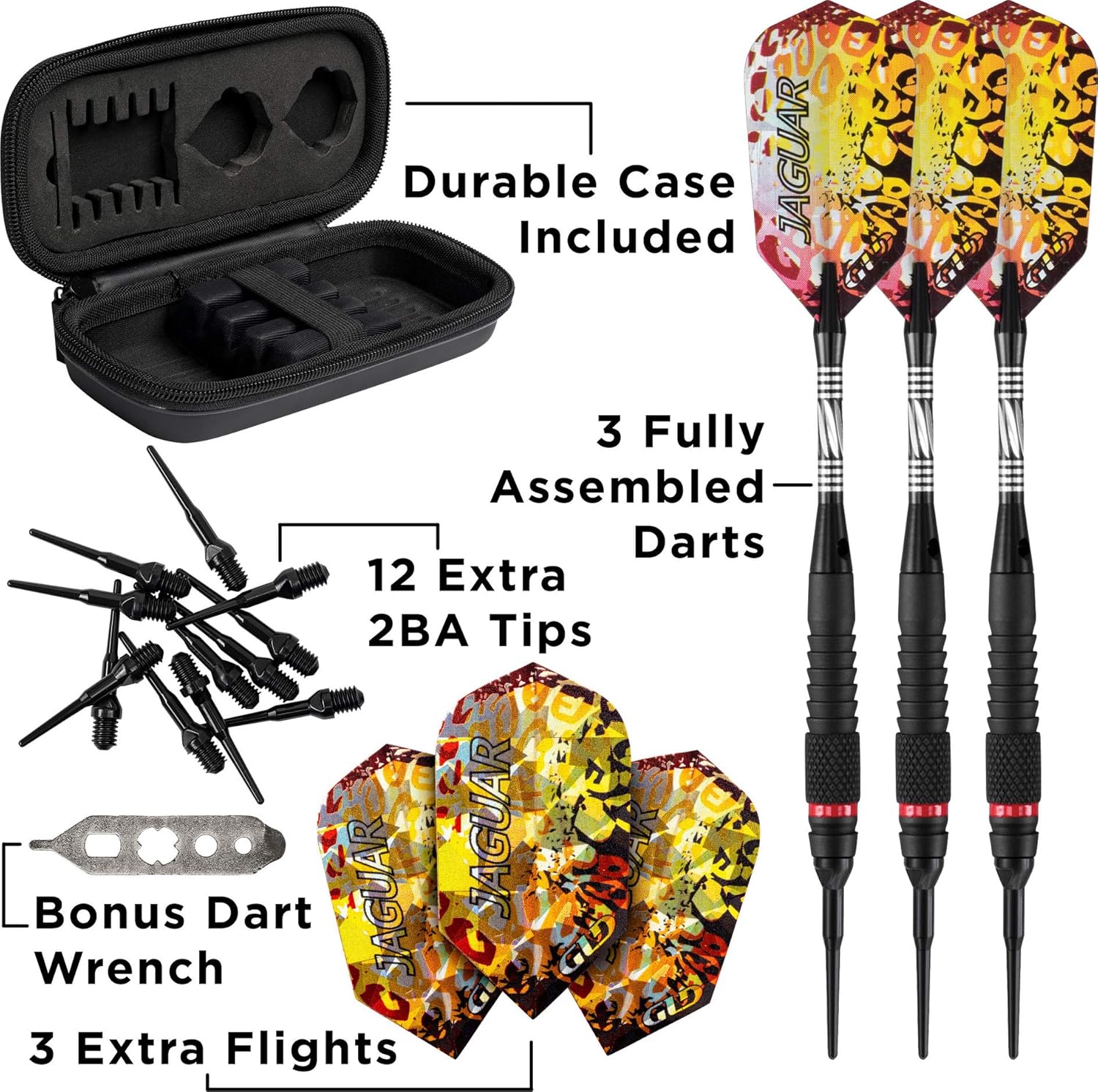 Viper Jaguar 80% Tungsten Soft Tip Dart Set with Case, 18 Grams