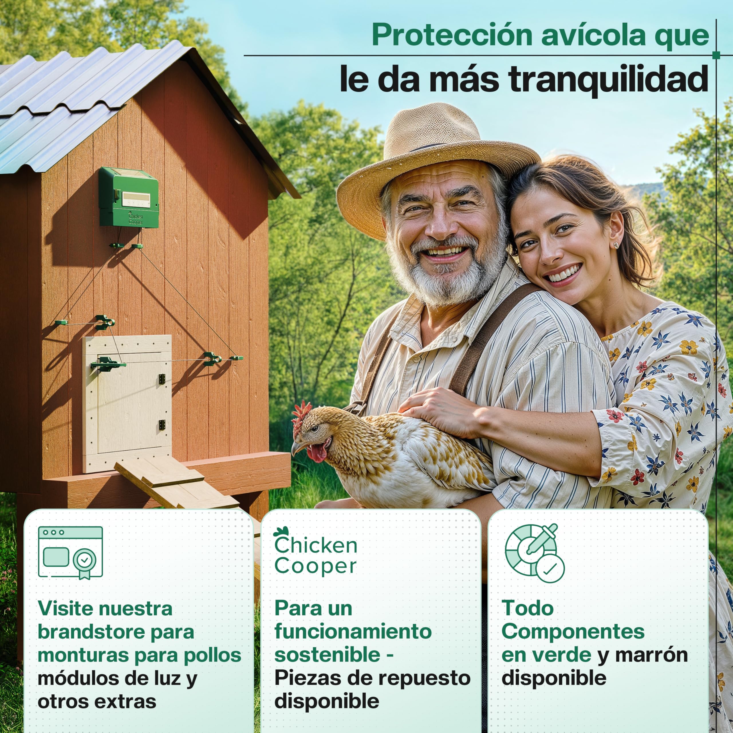 Abrepuertas solar de 5 kg para gallinas, programación automática del tiempo y ajuste del estado, con memoria integrada y doble rodillo, para la mayoría de los conejos de aves de corral.