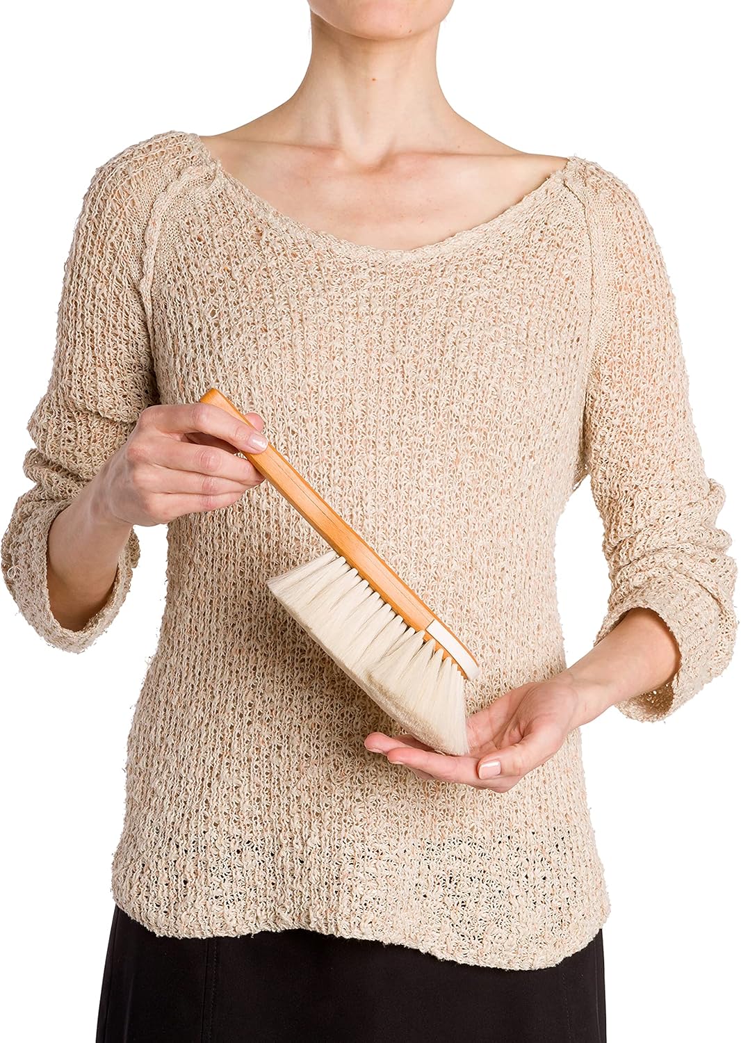 REDECKER S-Shaped Dust Brush with Goat Hair Bristles and Waxed Beechwood Handle, Made in Germany - Dust Brush for Books - Goat Hair Dusting Brush