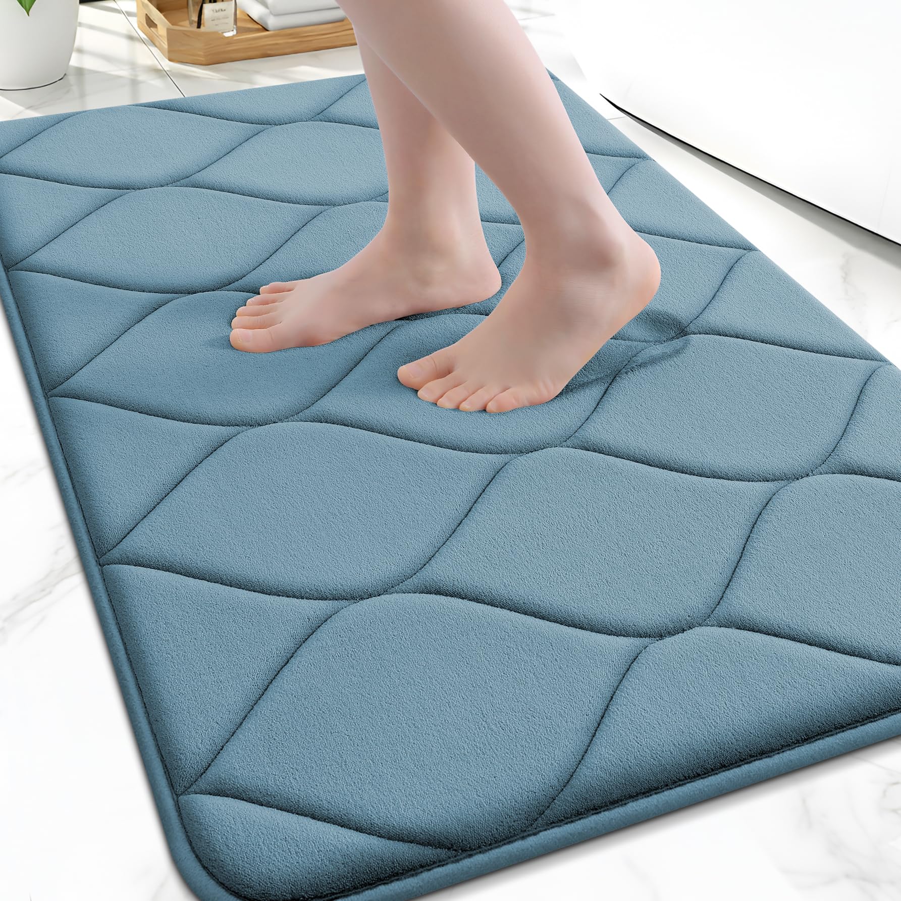 Smiry Memory Foam Bath Mat 24x16, Ultra Soft Absorbent Bathroom Rugs
