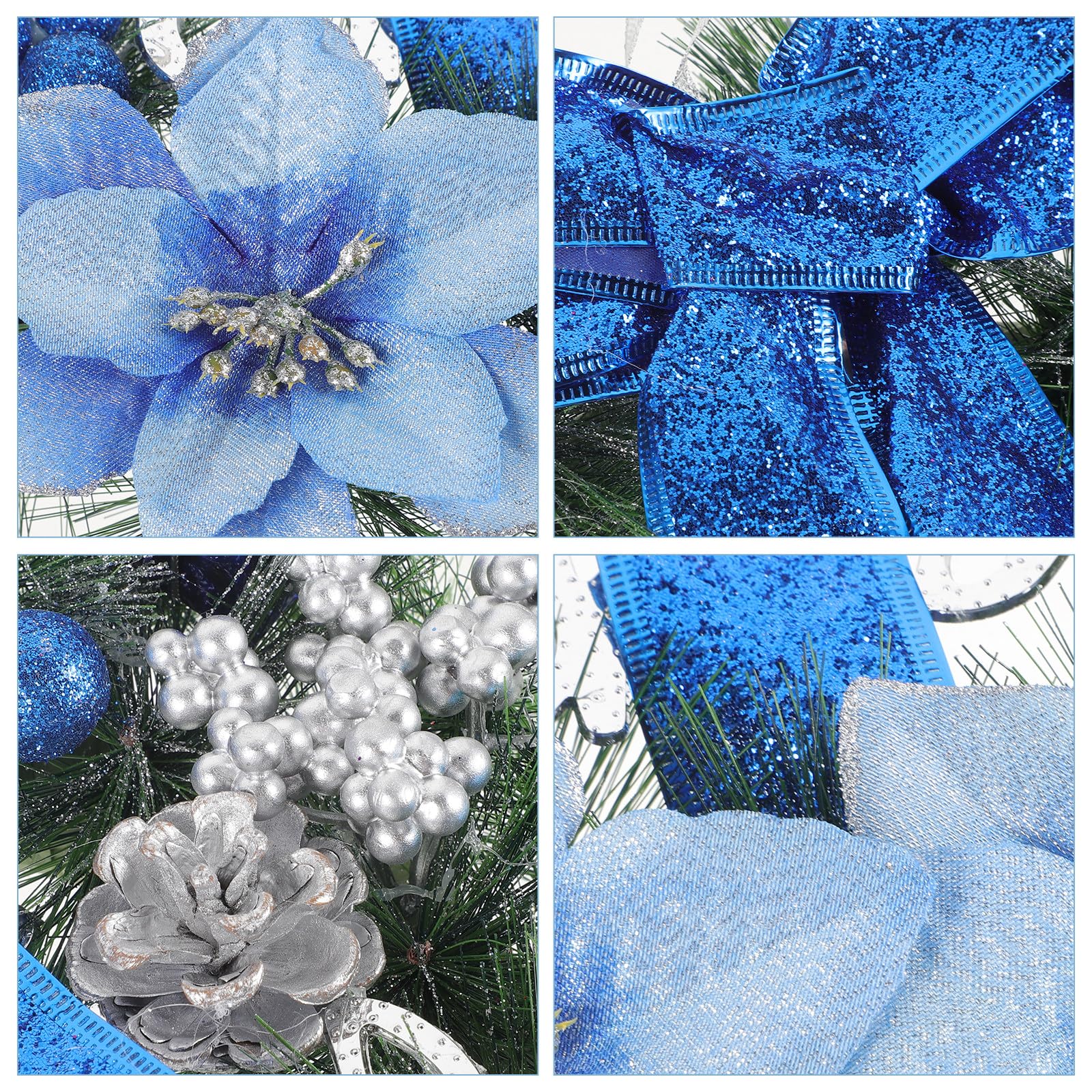 Housoutil Couronne de pin artificielle - Guirlande de Noël - Bleu - 39 cm | Couronne de pin de Noël à suspendre pour maison, mur, porte, décoration de fête