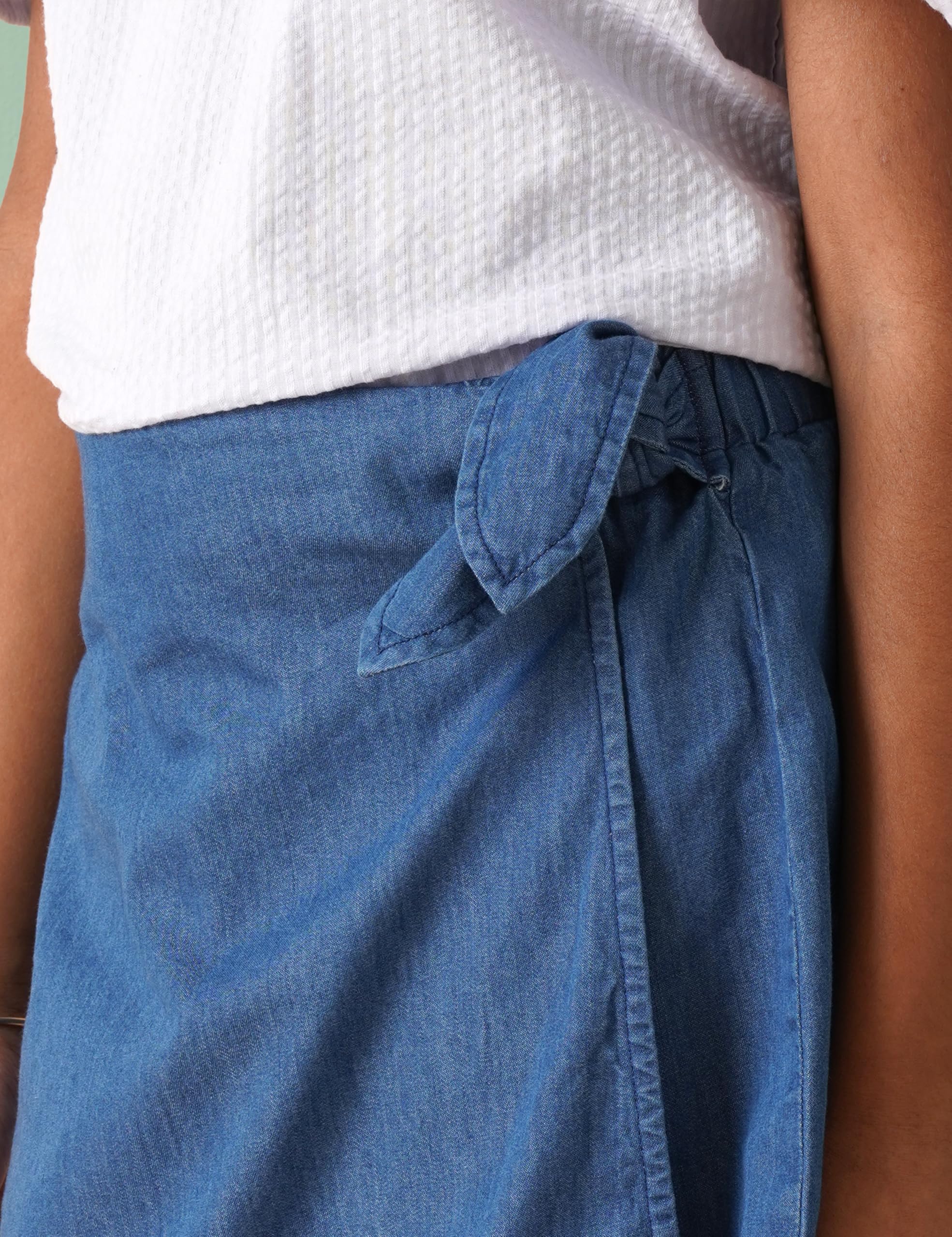 Amazon Brand - Symbol Kids Girls Denim Half Elasticated Waistband Skorts (SK-SOG-SS26-149 (2-14 yrs)_Dblue_8-10Y) 4